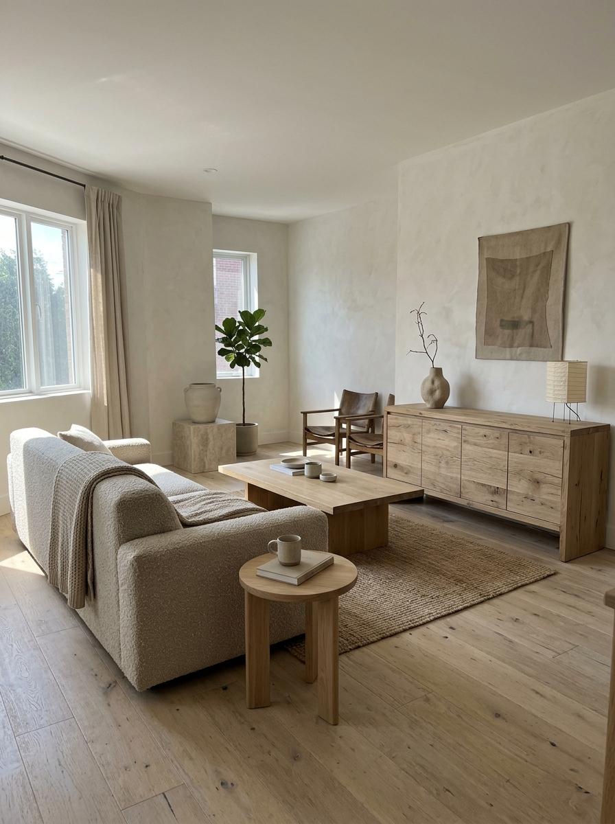 Inside A Peaceful Home With Neutral Japandi Living Room