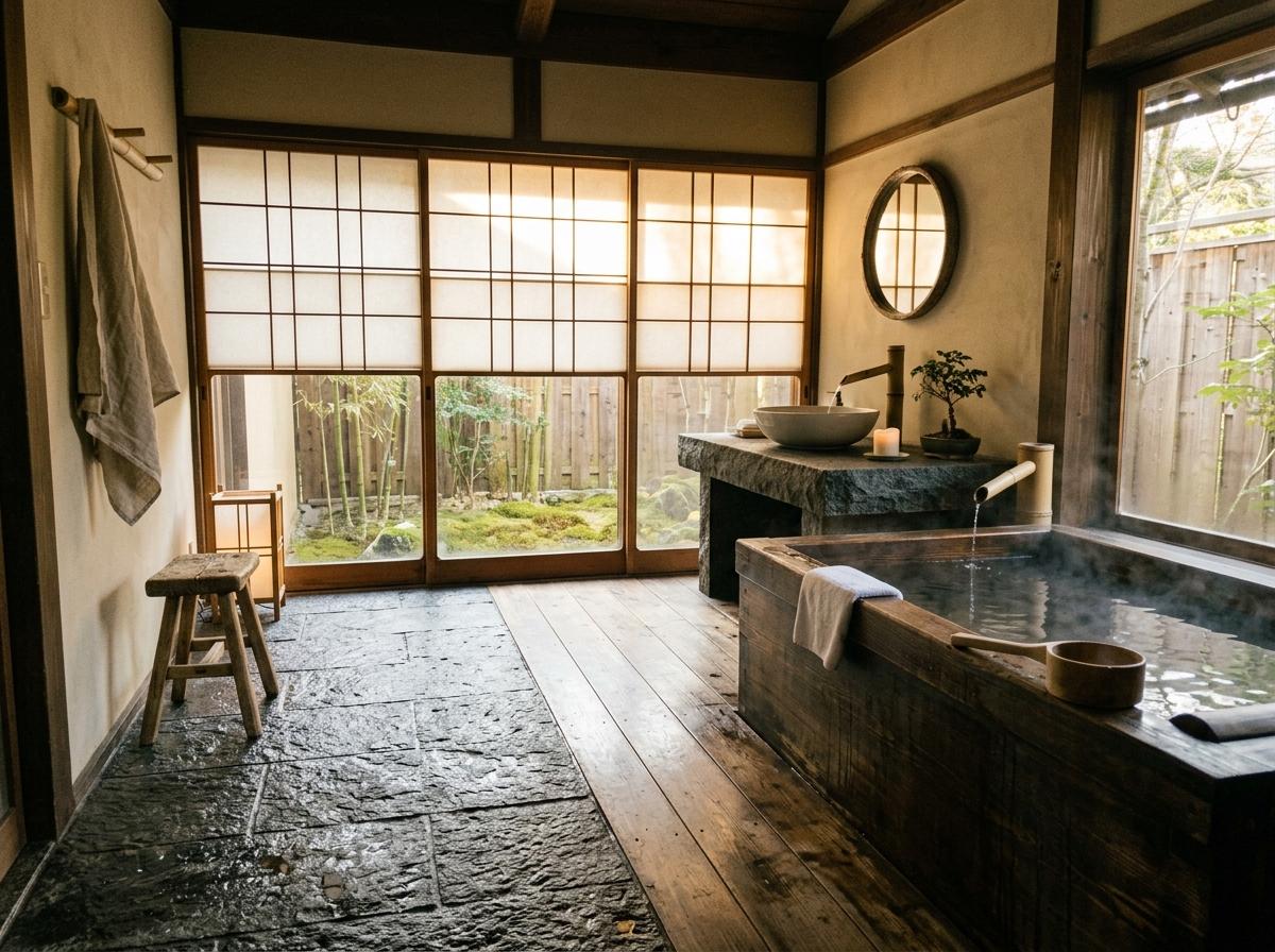 Inside A Peaceful Zen Japandi Bathroom Sanctuary
