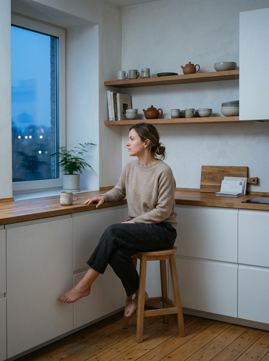 Inside A Quiet Haven With White Japandi Kitchen Layout