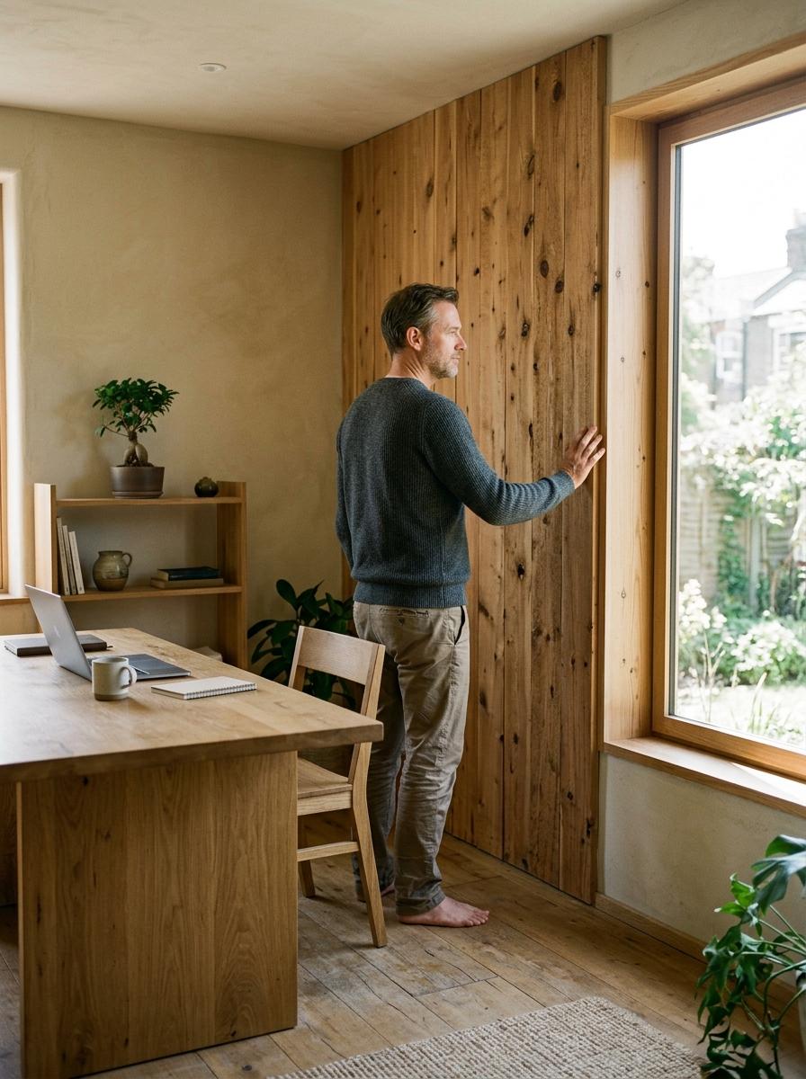 Inside A Quiet Japandi Office With Natural Wood