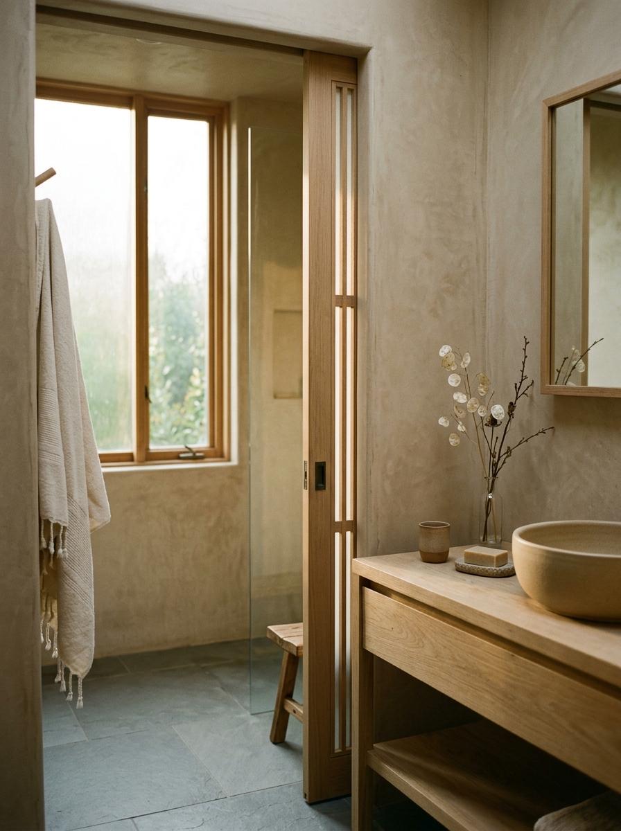 Inside A Quiet Japandi Sanctuary In The Master Bathroom