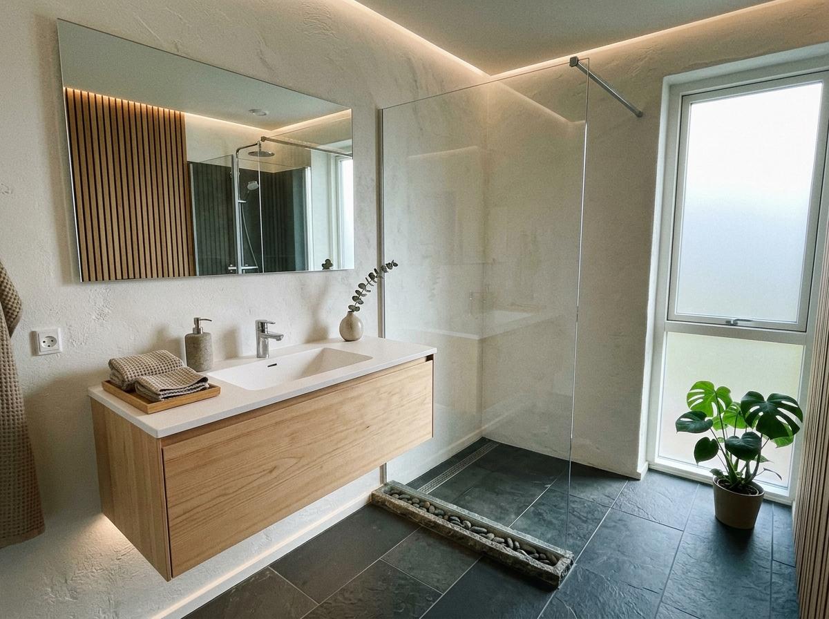 Inside A Quiet Oasis Featuring Modern Japandi Bathroom Decor