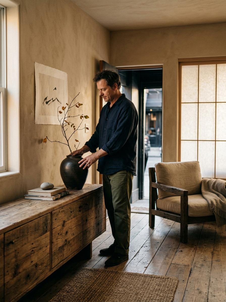 Inside A Quiet Space Styled With Rustic Japandi Furniture