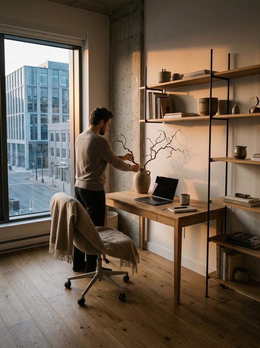 Inside A Quiet Working Sanctuary With Japandi Office Decor