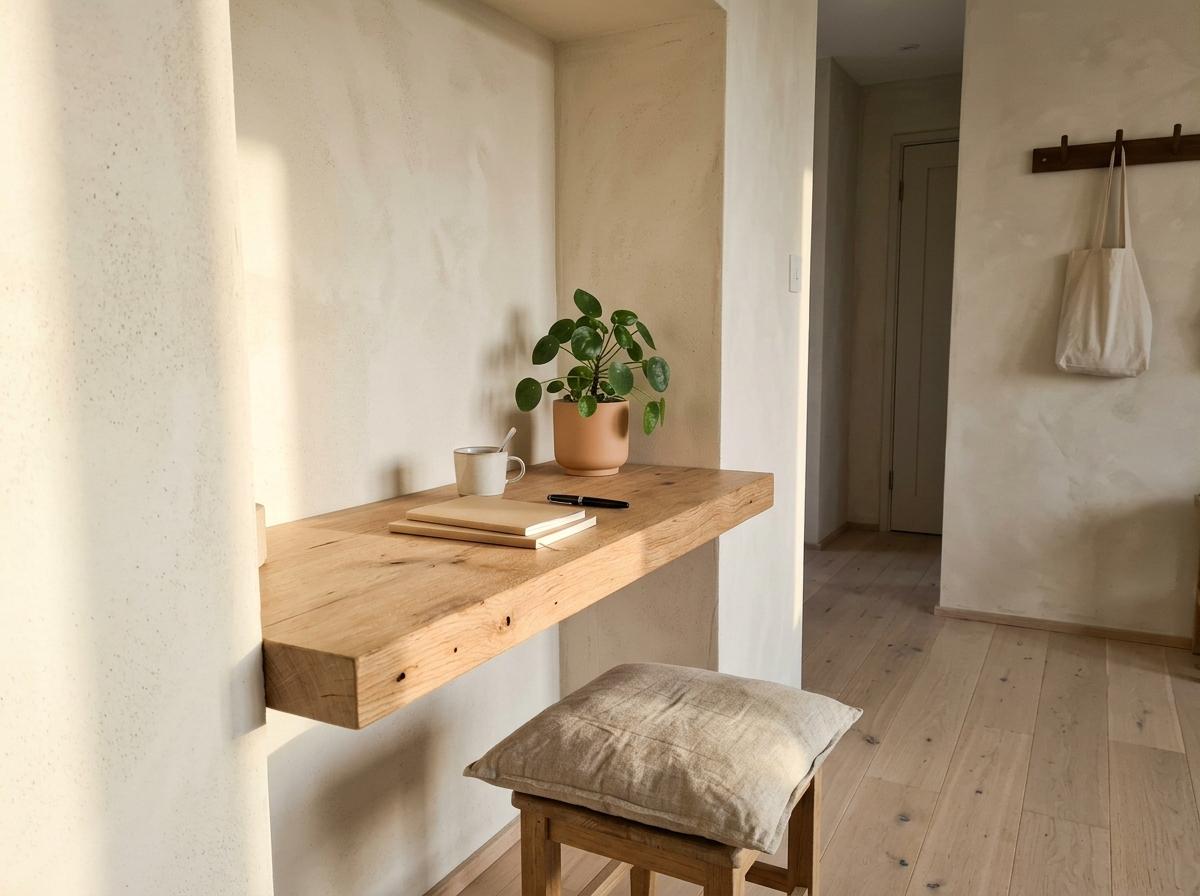 Inside A Quiet Zen Japandi Office In The Small Apartment