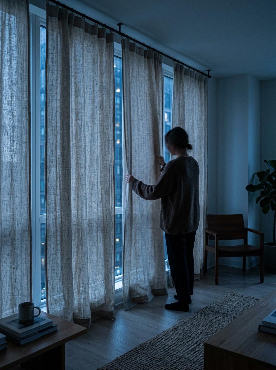 Inside A Refined Space With Japandi Linen Curtains