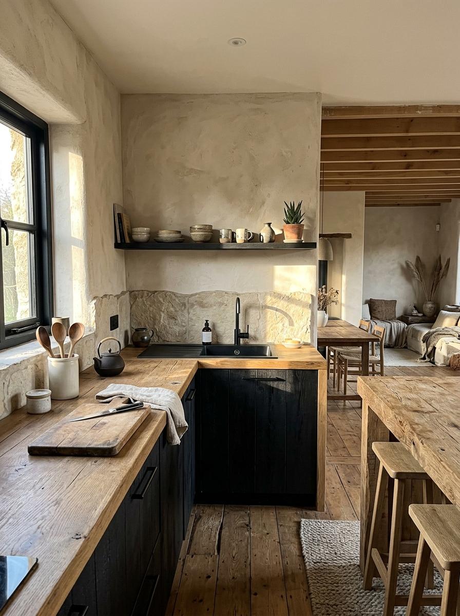 Inside A Renovated Home With A Rustic Japandi Kitchen Focus