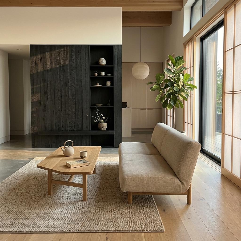 Inside An Exquisite Luxury Japandi Living Room Space