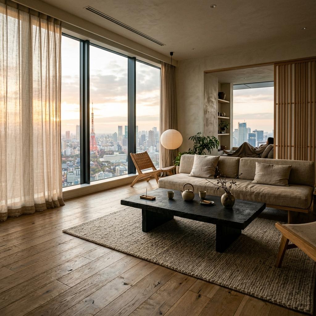 Inside This Chic Penthouse With A Japandi Living Room