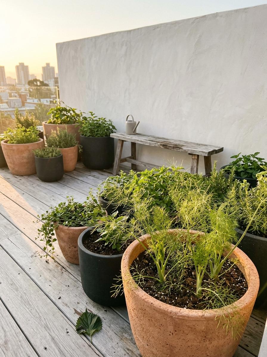 Integrating Lush Greenery In A Modern Japandi Herb Garden Setup