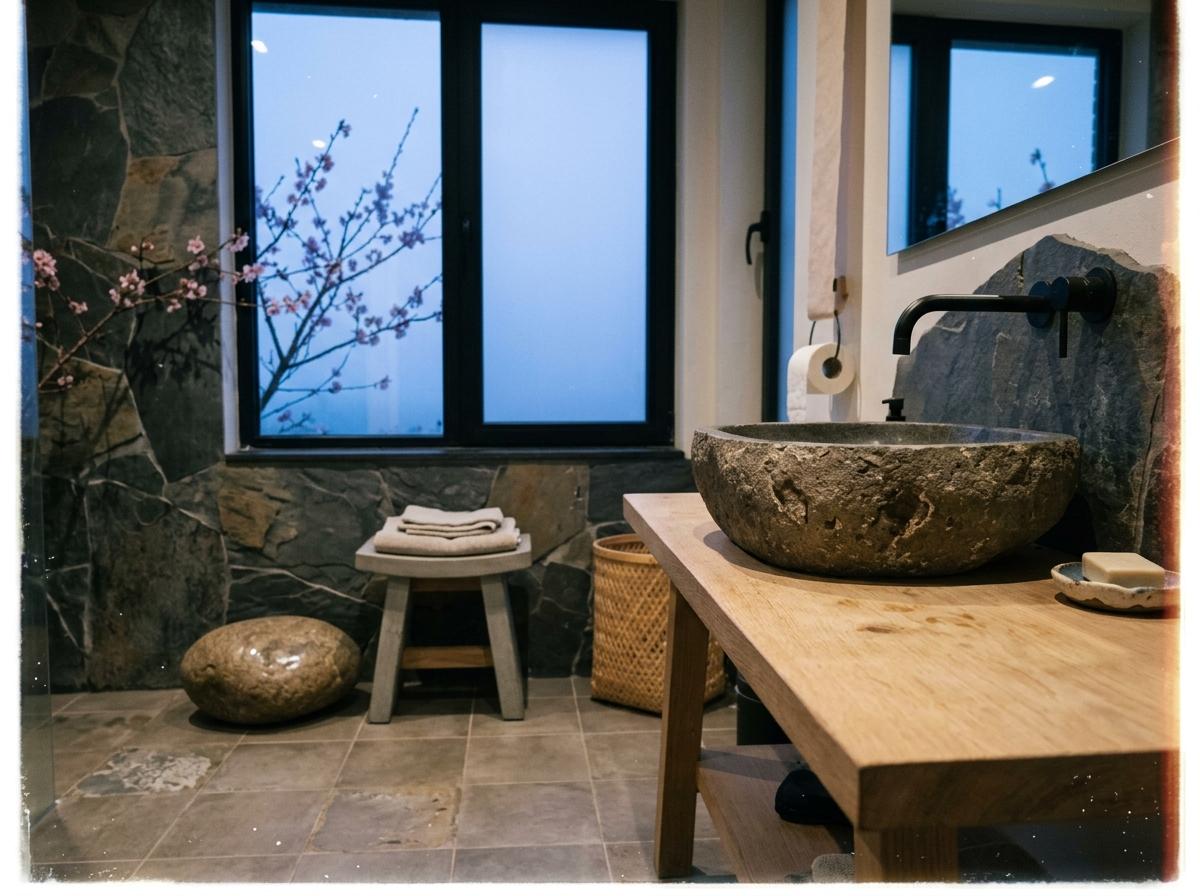 Integrating Natural Stone Elements Into A Japandi Bathroom Concept