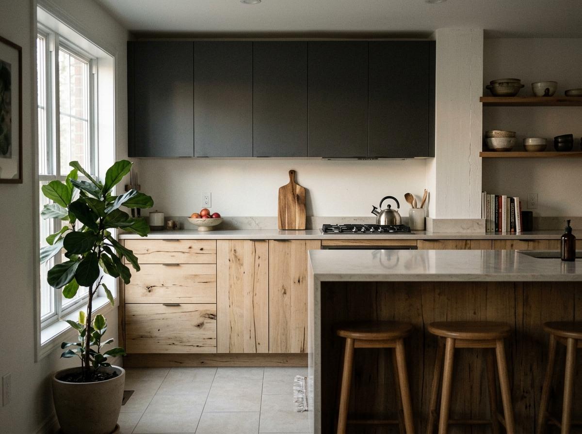 Integrating Nature Through Japandi Kitchen Cabinet Finishes