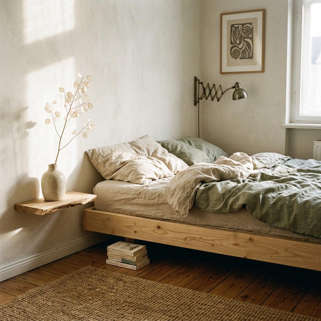 Integrating Organic Elements In A Japandi Small Bedroom
