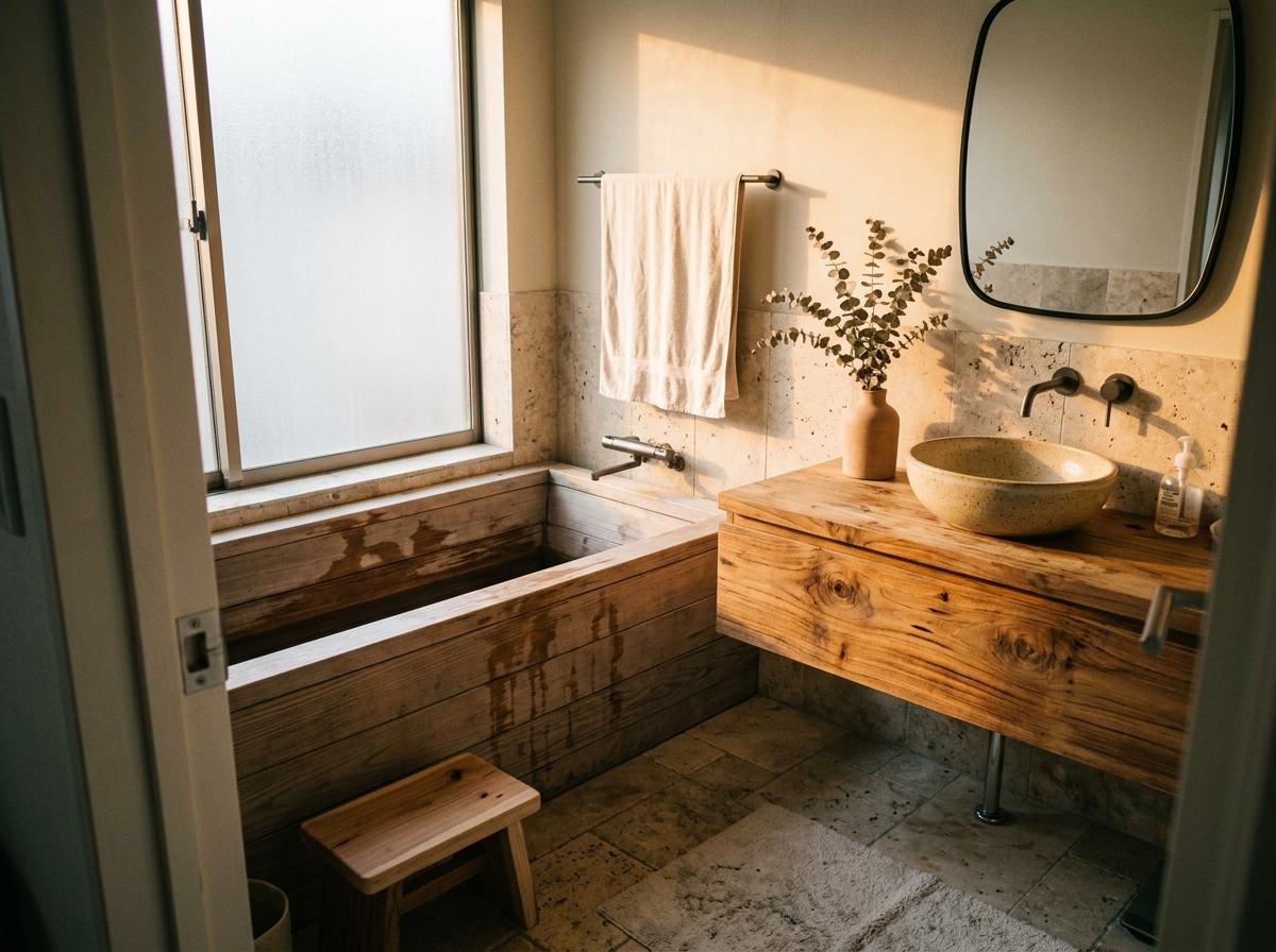 Integrating Organic Materials Into A Japandi Bathroom Refresh