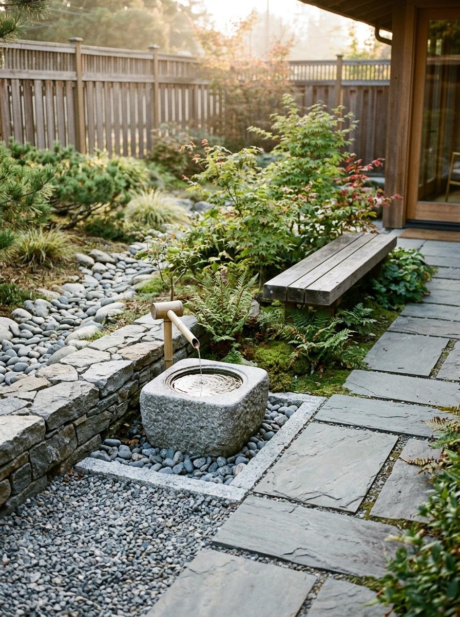 Integrating Water Features Into A Japandi Garden Setting
