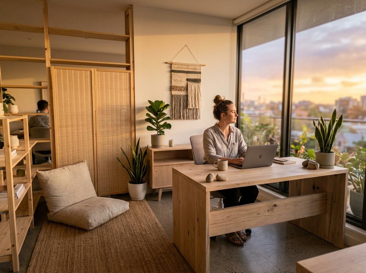 Light And Airy Japandi Office For Creative Professionals