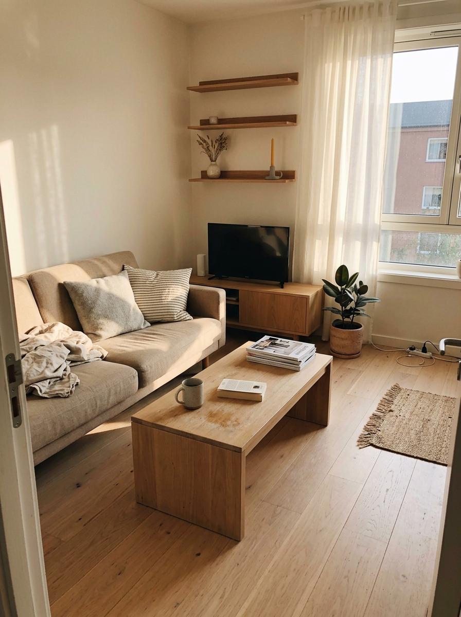 Light And Airy Sleek Japandi Living Room Inspiration