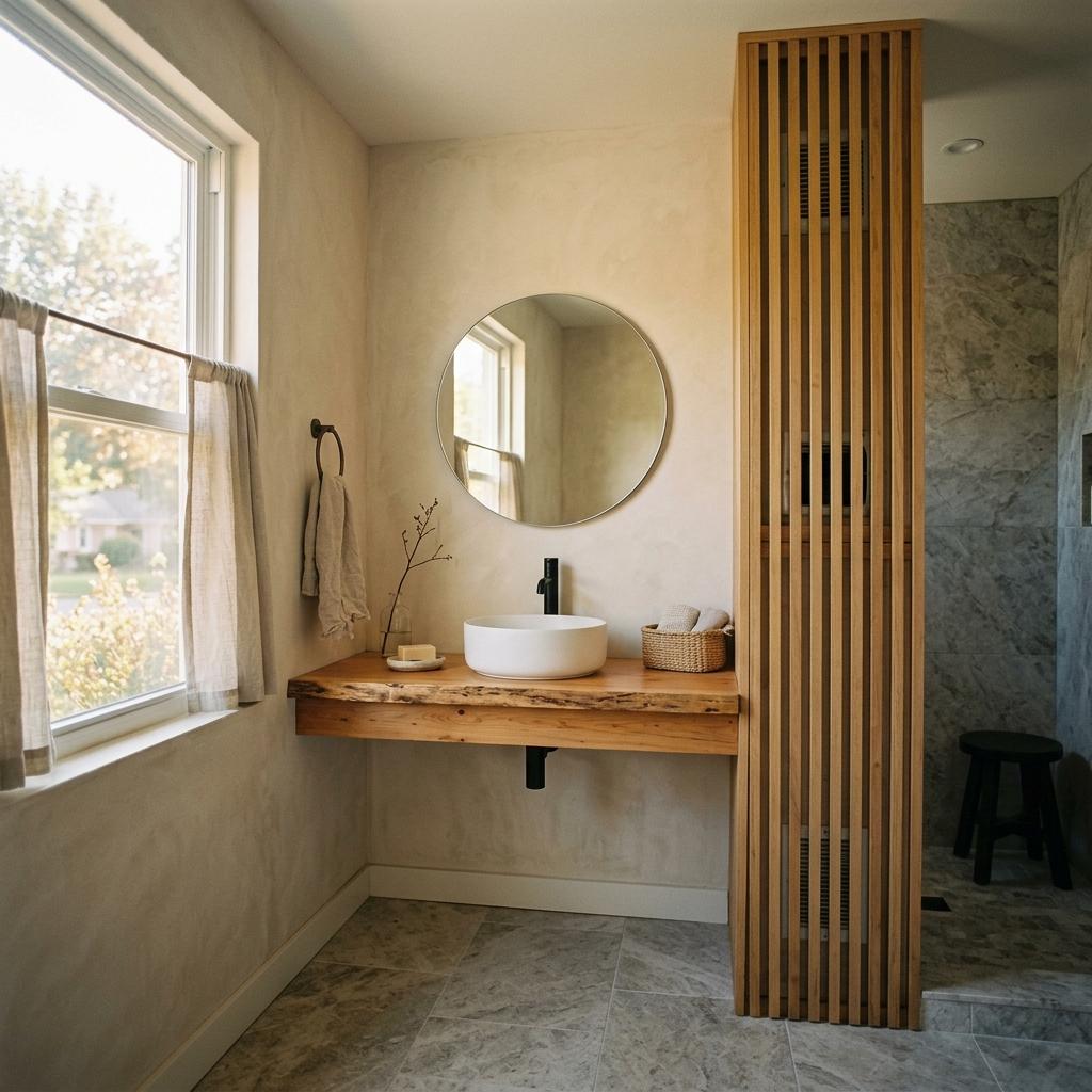 Light And Airy Vibes In A Japandi Style Bathroom Remodel