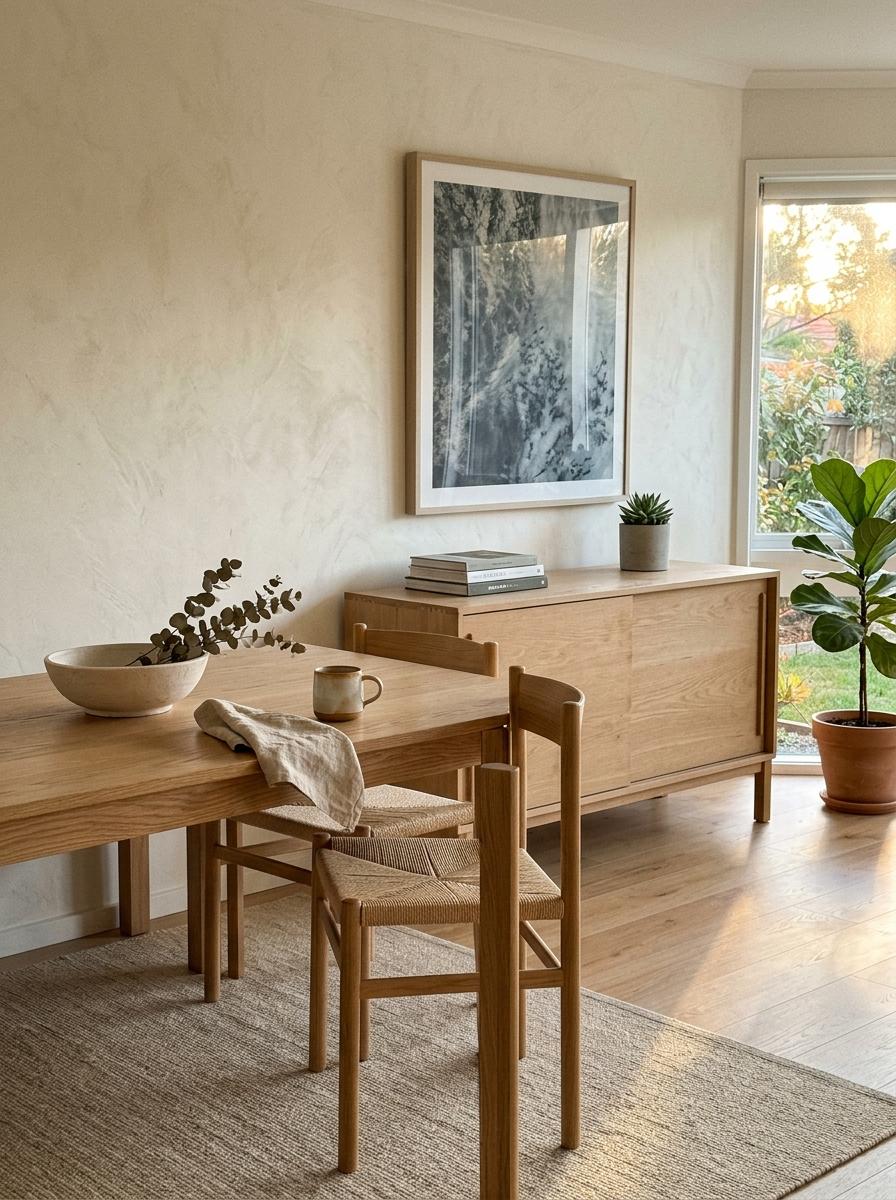 Light Oak Finishes Complementing A Japandi Color Palette