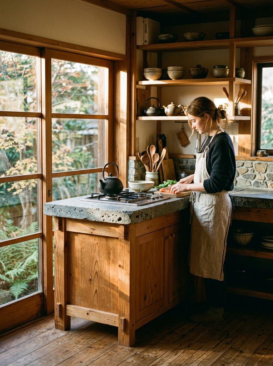 Local Stone Meets Timber In A Sustainable Japandi Kitchen