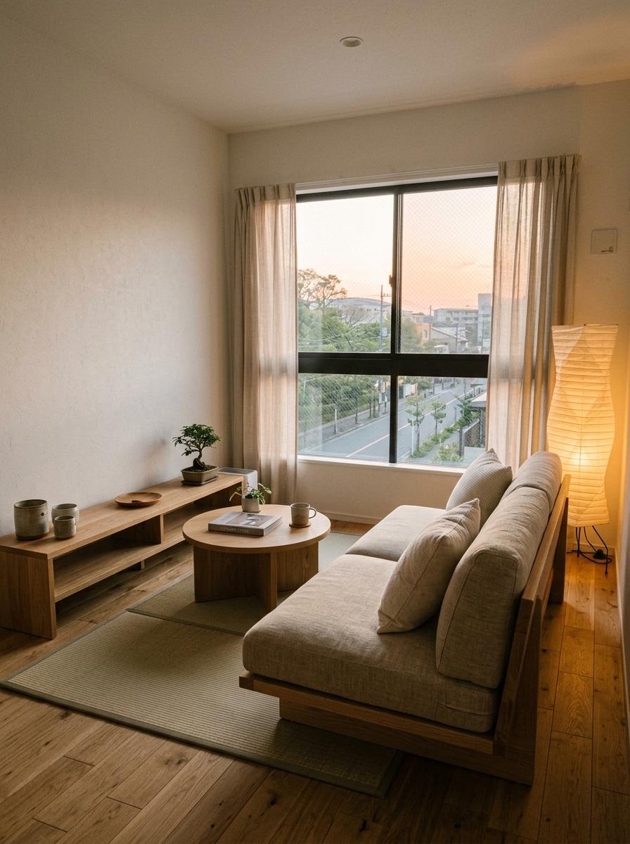 Low Profile Furniture For A Sophisticated Small Japandi Living Room