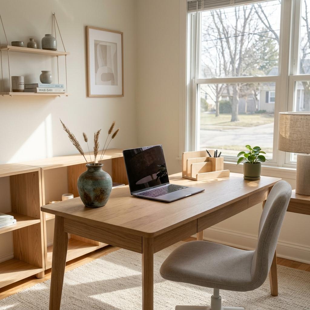 Maximize Your Focus In A Curated Cozy Japandi Office