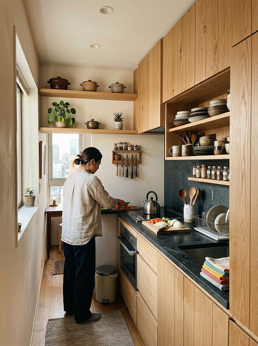 Maximized Efficiency In Small Japandi Kitchen Layout