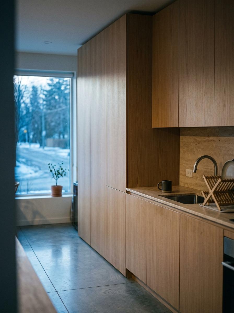 Minimal Cabinetry In A Sleek Neutral Japandi Kitchen