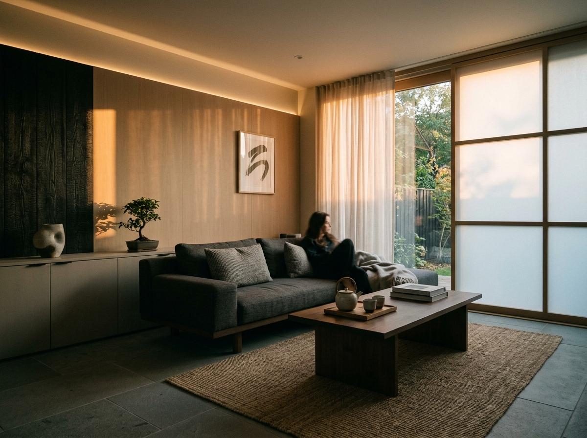 Minimalist Approach To A Sleek Japandi Living Room
