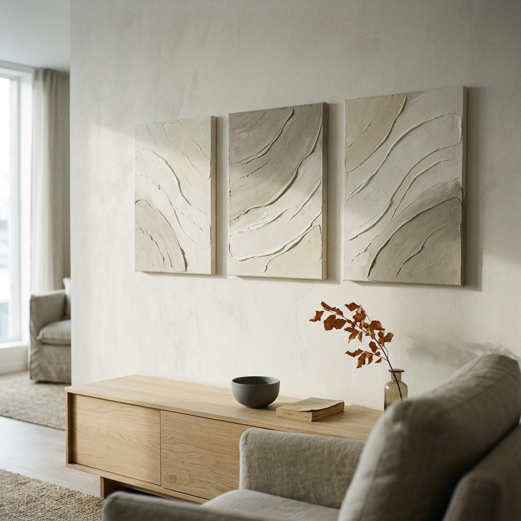 Minimalist Canvas Prints Meet Sophisticated Japandi Living Room Wall Art