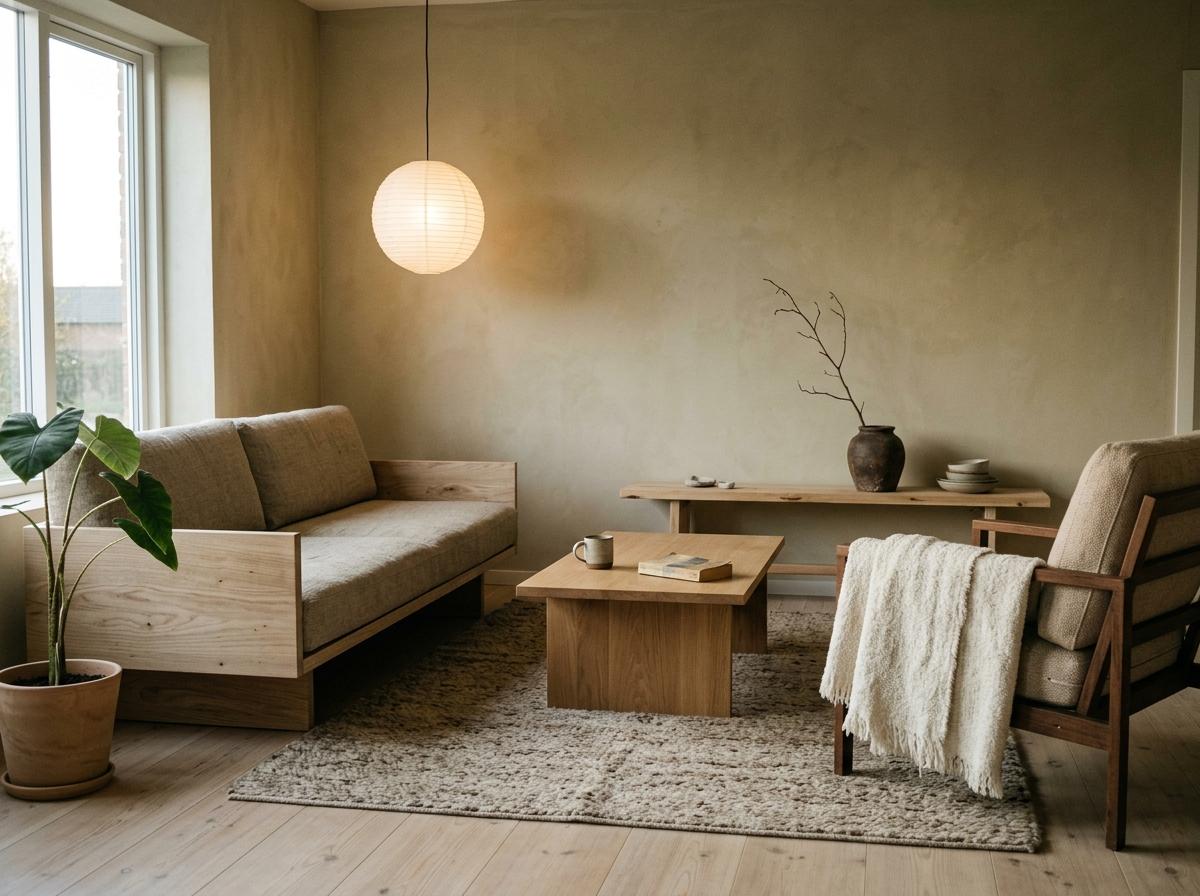 Minimalist Earth Tone Japandi Living Room Aesthetic Concepts