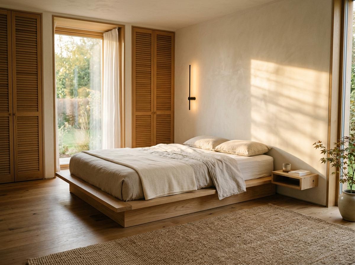 Minimalist Fixtures For A Modern Japandi Bedroom Layout