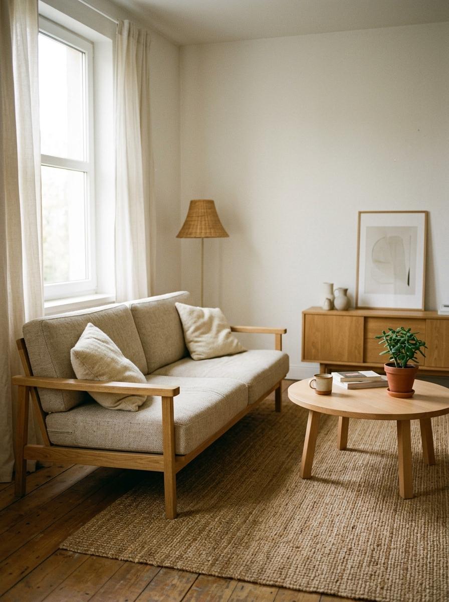 Minimalist Furniture Tailored For A Functional Cozy Japandi Living Room