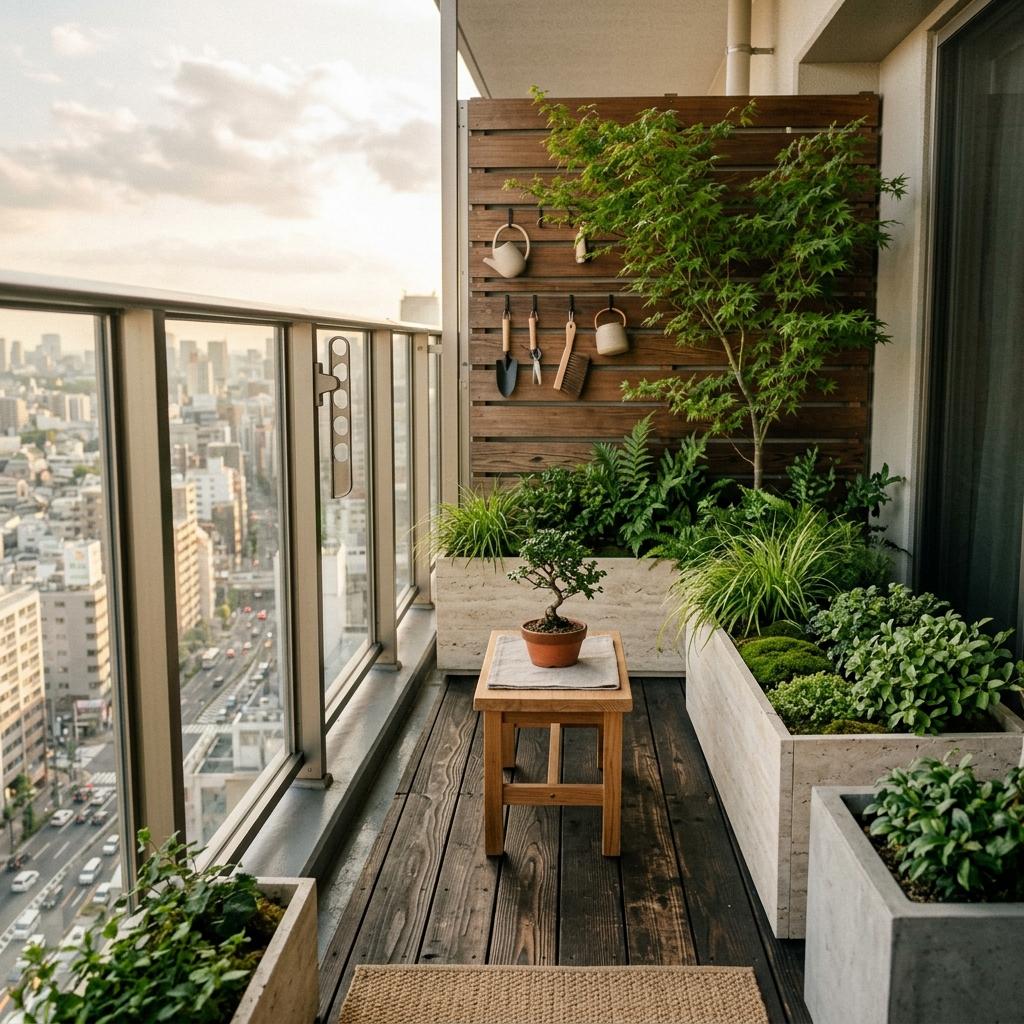 Minimalist Japandi Balcony Garden Design