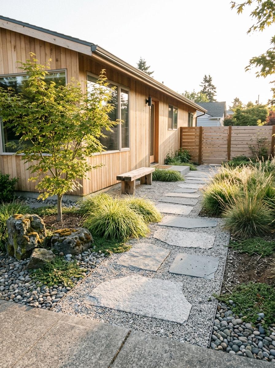 Minimalist Japandi Front Yard Landscape