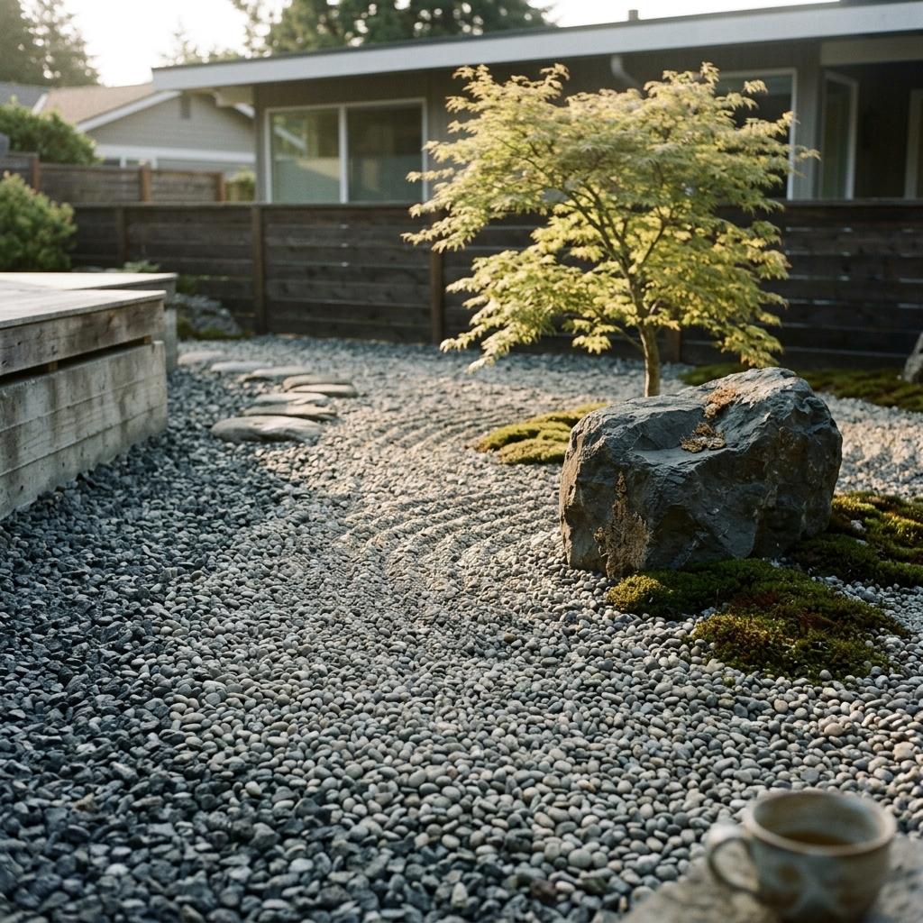 Minimalist Japandi Gravel Garden Design