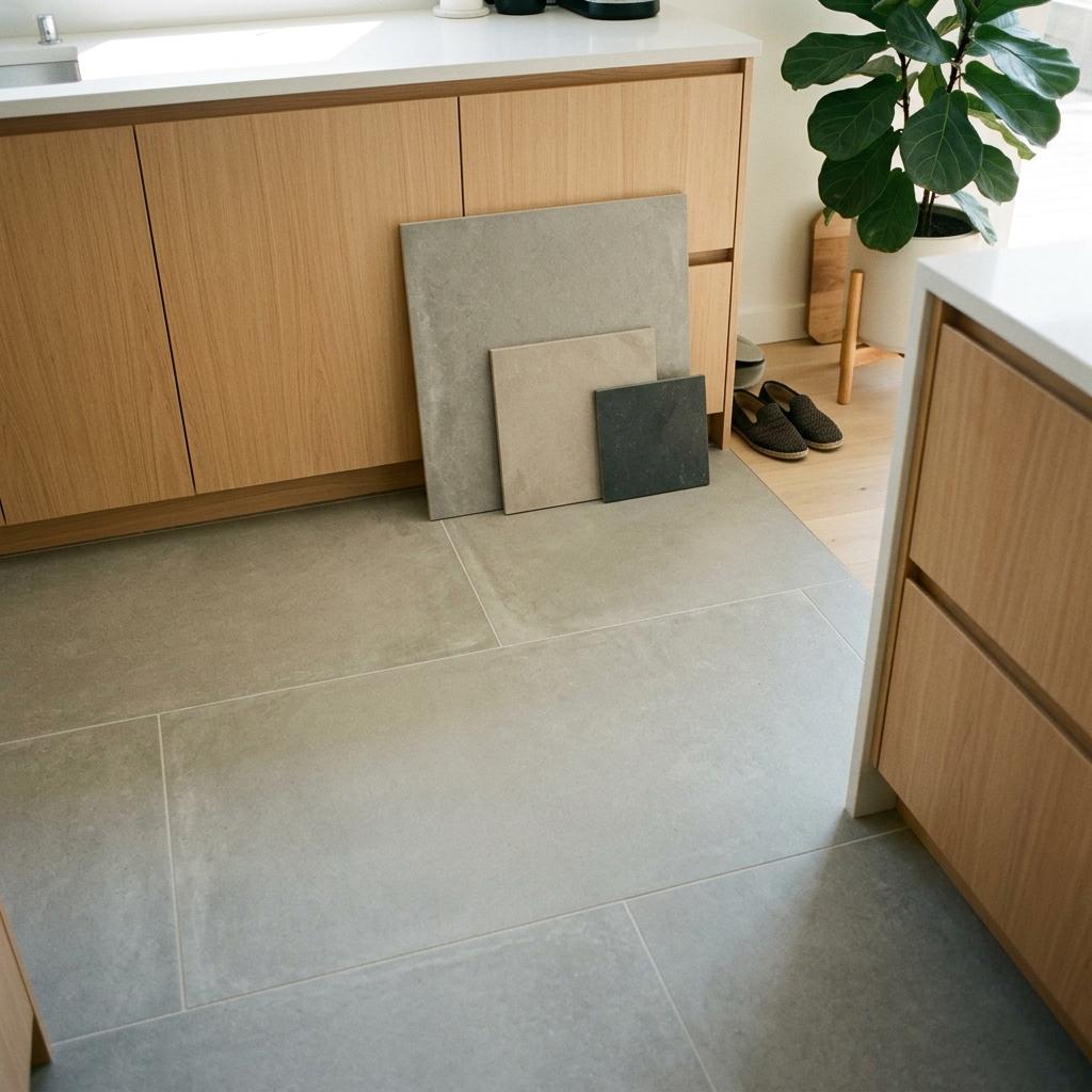 Minimalist Japandi Kitchen Floor Tiles Selection