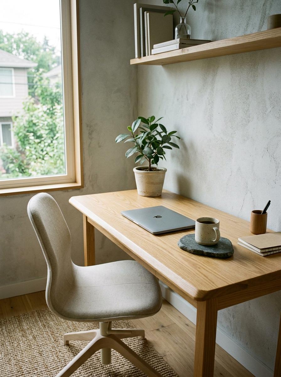 Minimalist Japandi Office Decor For Productive Workspaces