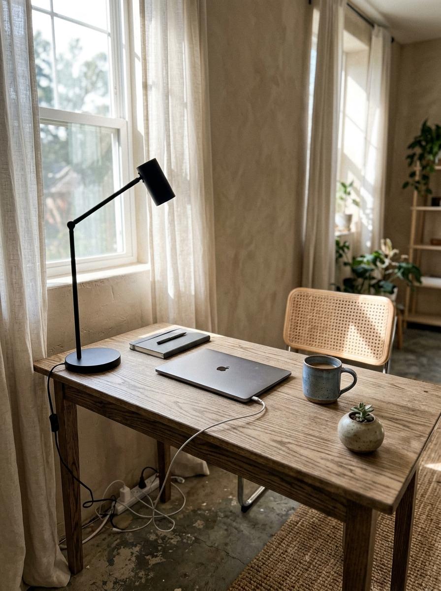 Minimalist Japandi Office Setup For Remote Work