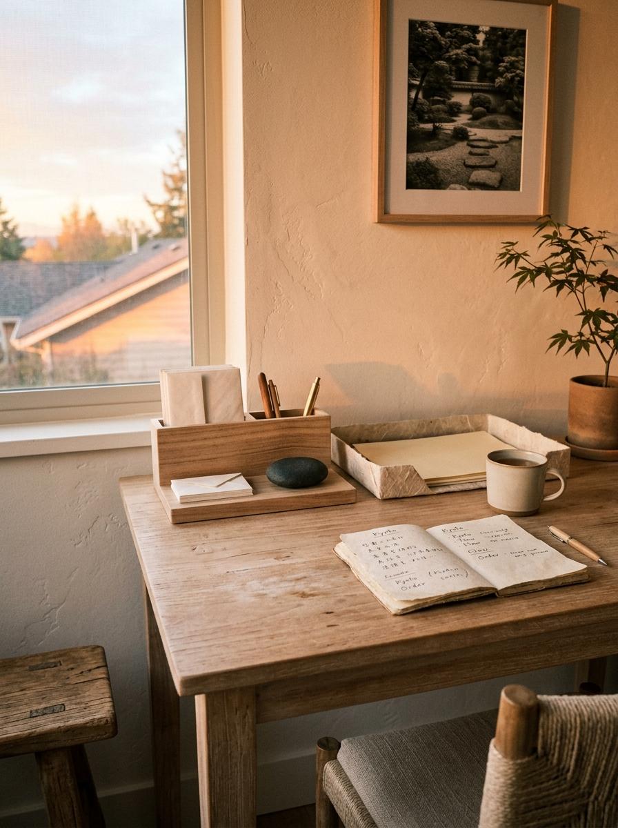 Minimalist Organization With Essential Japandi Office Accessories