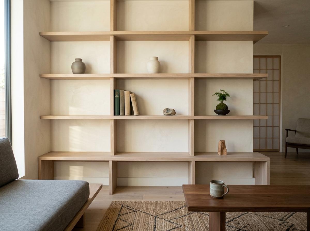 Minimalist Shelving Ideas For A Tidy Japandi Living Room