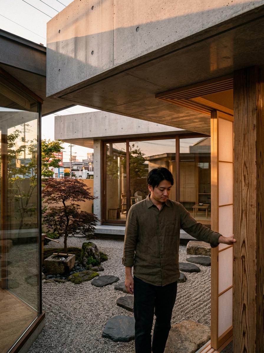 Modern Architecture Meets Traditional Japandi Courtyard Design