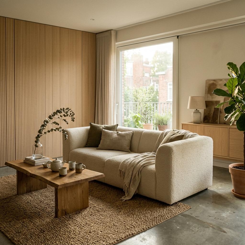 Modern Comfort Meets Nature In An Organic Japandi Living Room