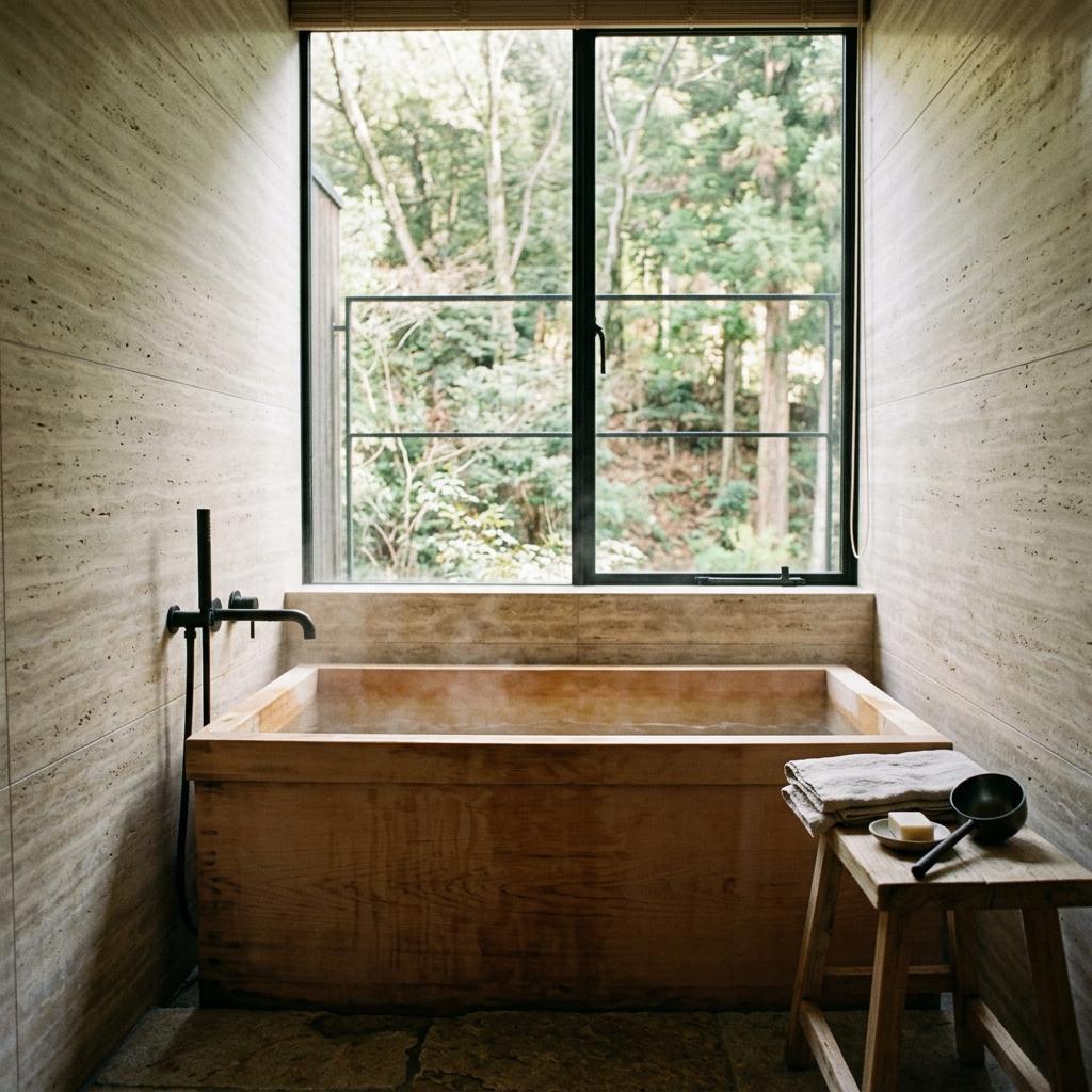 Modern Comfort Meets Nature In This Japandi Bathroom