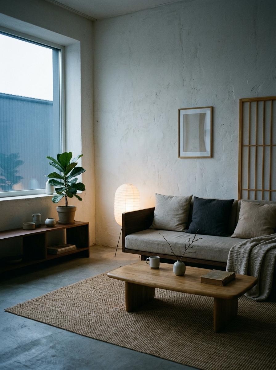 Modern Functionality Meets A Simple Japandi Living Room Design
