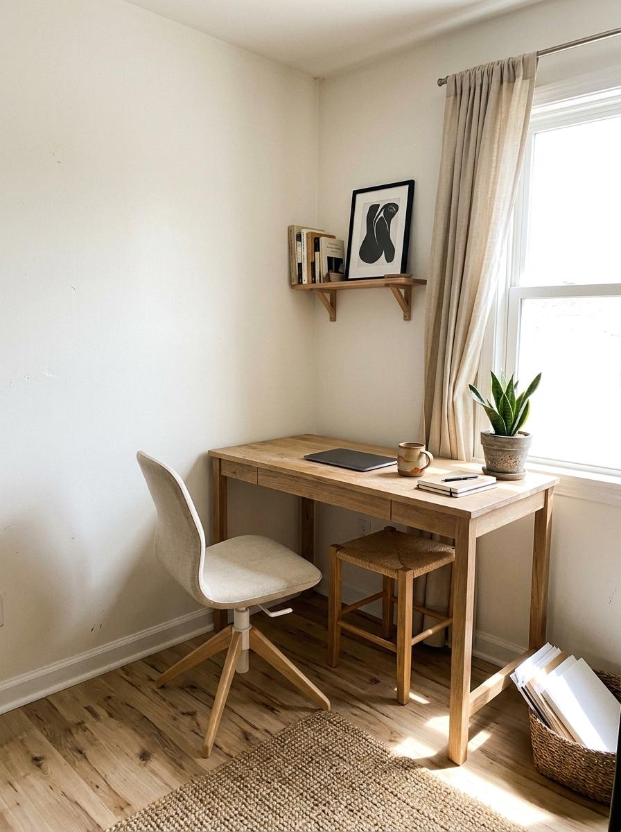 Modern Japandi Office Furniture In A Minimalist Home Study