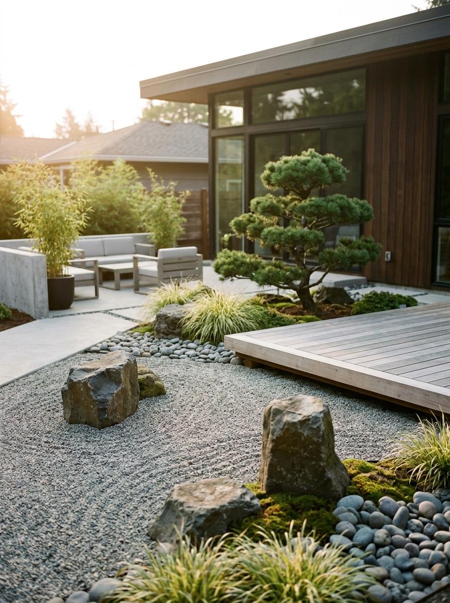 Modern Outdoor Spaces Infused With Japandi Zen Garden Elements