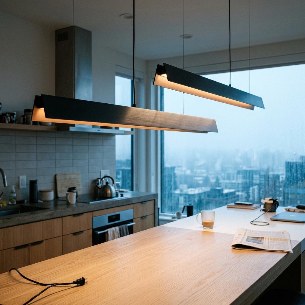 Modern Profiles: Sleek Metal Finishes For Japandi Kitchen Lighting