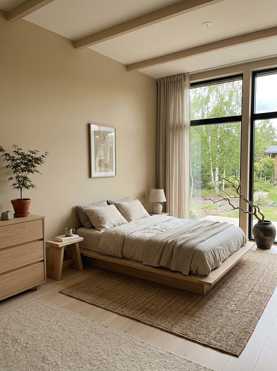 Modern Zen Japandi Bedroom With Scandinavian Influence