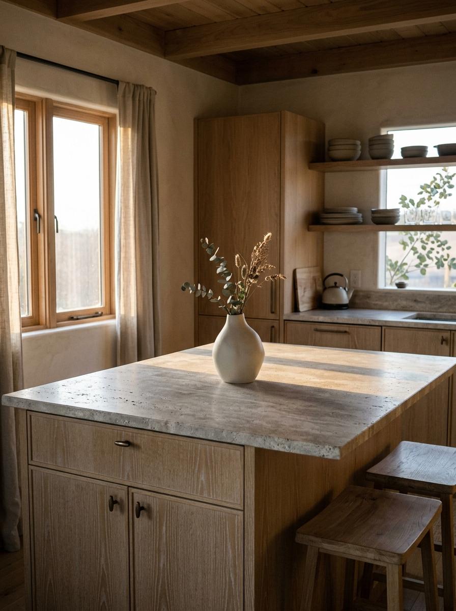 Muted Earth Tones Define This Elegant Japandi Kitchen